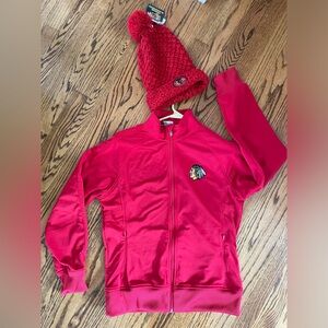 Chicago Blackhawks Track Jacket & Knit Hat, NHL, Women’s Medium